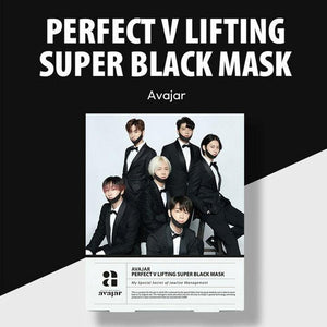 Avajar X SuperJunior 5pcs, Perfect V Lifting Super Black mask for Facial Firming Treatment, Tight Face & Neck Line